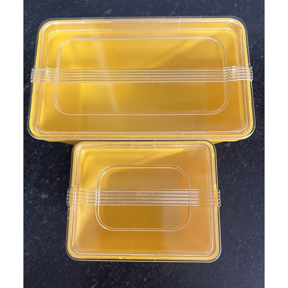 Vintage Stanley Home Products Yellow Food Storage Containers w/ Lids – Set of 2 - Picture 2 of 5